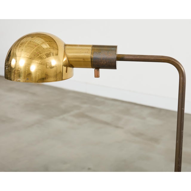 Metal Pair of Midcentury Casella Patinated Brass Pharmacy Floor Lamps For Sale - Image 7 of 17