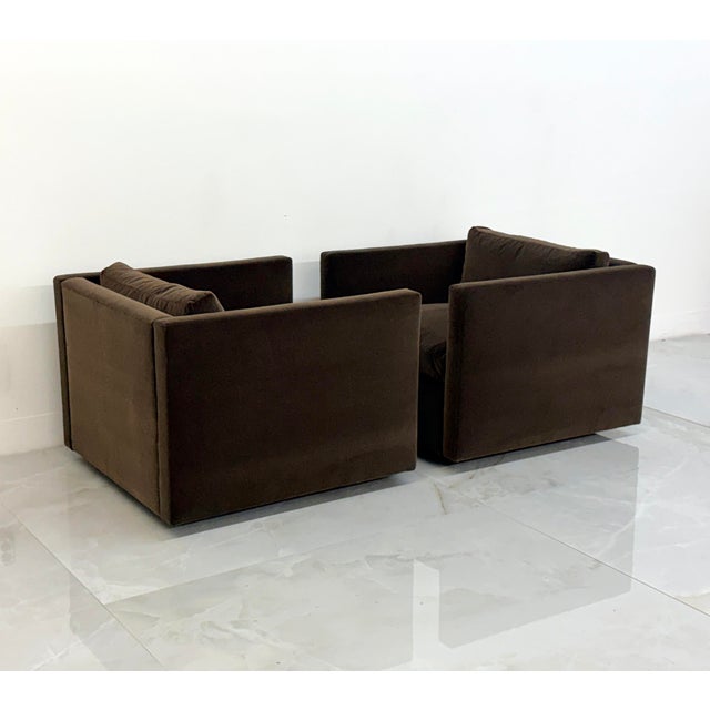 Knoll Knoll Charles Pfister Lounge Chairs, Chocolate Rohleder Velvet, a Pair For Sale - Image 4 of 8