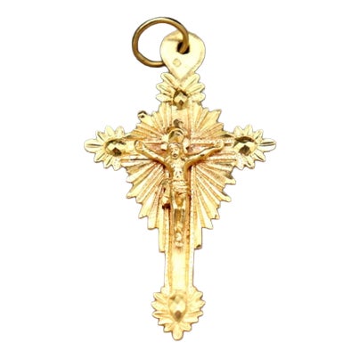 Crucifix Pendant in 19.2k Gold For Sale