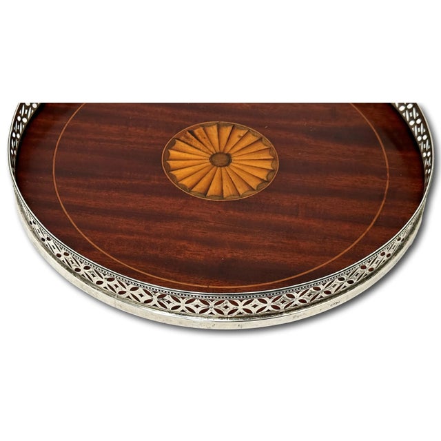 Fine Antique Early Edwardian Era Sterling Silver & Mahogany Serving Tray by Goodnow & Jenks of Boston For Sale In Boston - Image 6 of 12