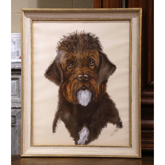 Late 19th Century 19th Century English Framed Cocker Spaniel Puddle Mix Pastel Signed F. Watz For Sale - Image 5 of 11
