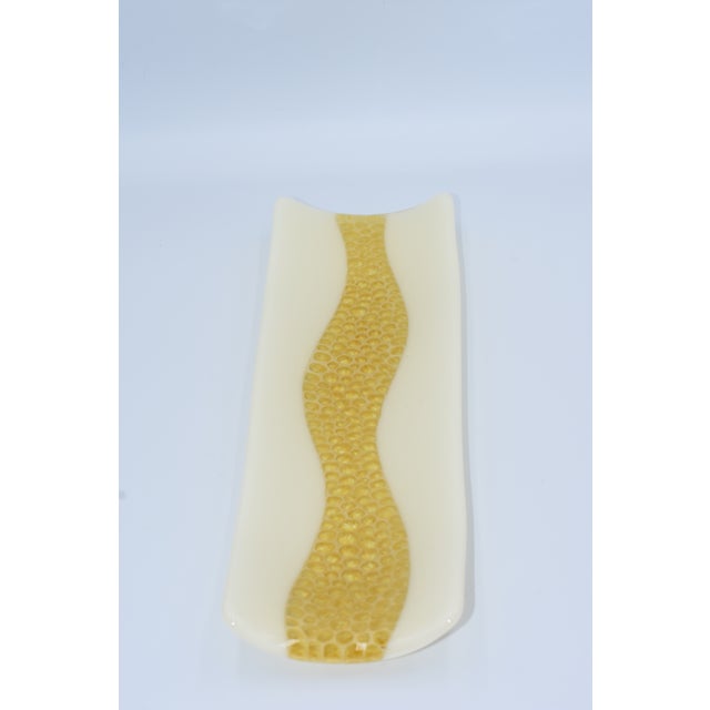 Contemporary Christiane Karuna Santoro Studio Kiln-Formed Art Glass Channel Murini Plate For Sale - Image 3 of 7