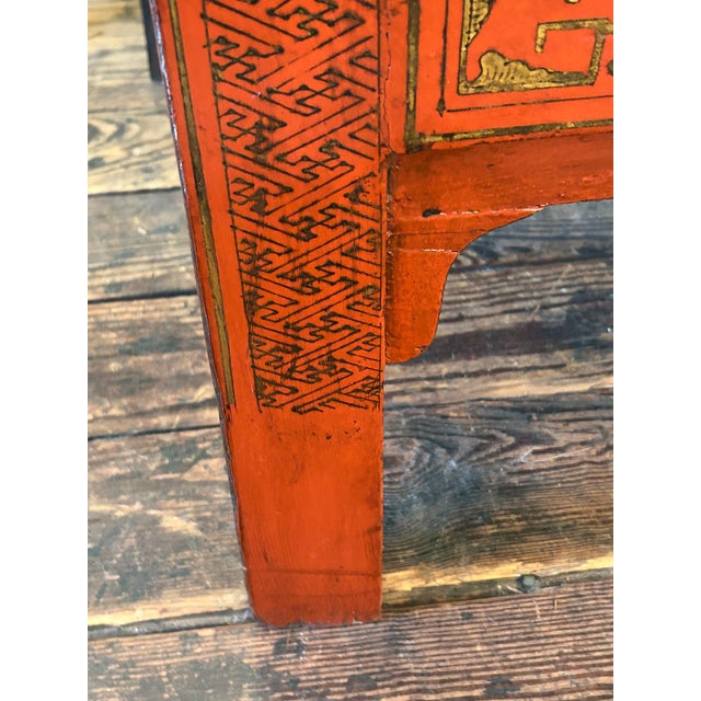 Red Antique Chinoiserie Lacquered Cabinet For Sale In Philadelphia - Image 6 of 17