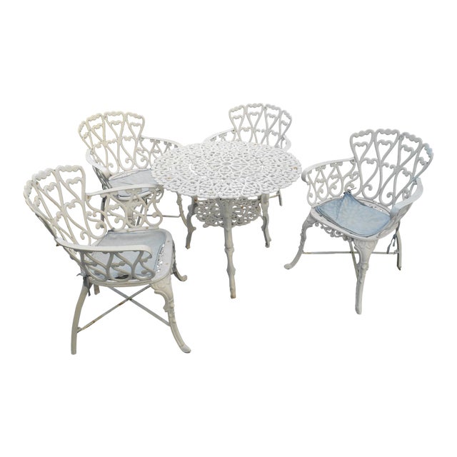 Vintage Cast Aluminum Patio Set Set Of 5 Chairish