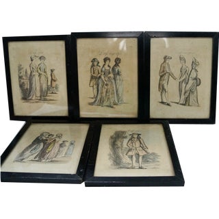 J. P. Malcolm, Fashion Illustrations, Lithograph Prints, 1808, Set of 5 For Sale
