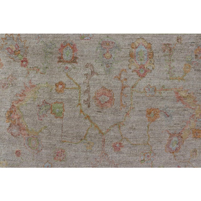 Shabby Chic Elegant Angora Turkish Oushak Rug in Soft Pastel Shades by Keivan Woven Arts 9'3 X 12'3 For Sale - Image 3 of 12