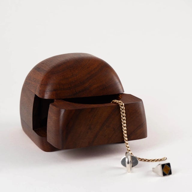 Mid-Century Modern Vintage Carved Wood Sculptural Puzzle Jewelry Box For Sale - Image 3 of 12