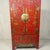 Pair Antique Red Chinoiserie Wedding Cabinets Armoires For Sale - Image 4 of 10