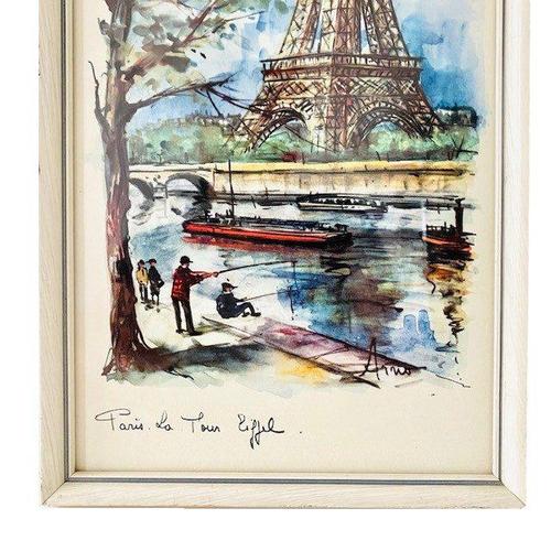 Mid-Century Modern French Lithograph of Paris Eiffel Tower by Arno, 1960s For Sale - Image 6 of 7