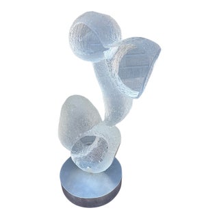 Monumental Textured Art Acrylic Abstract Sculpture on Brushed Aluminum Base by Sally Mattikow For Sale