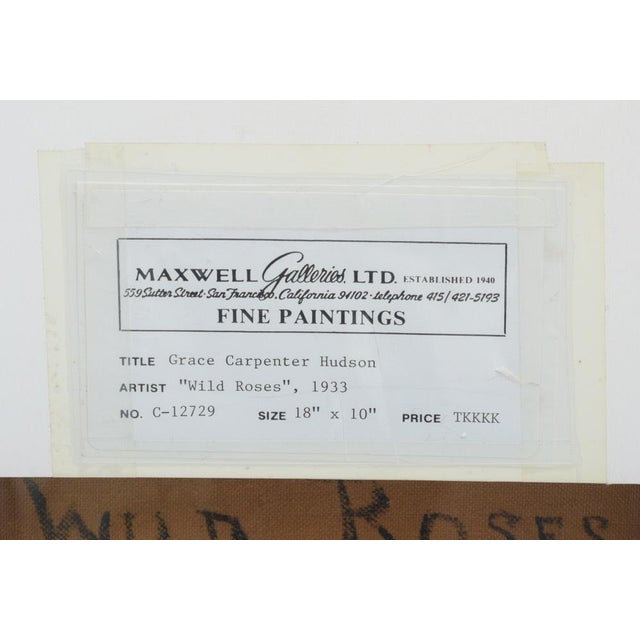 1930s Grace Carpenter Hudson (1865 - 1937) "Wild Roses" Portrait of an Indian Girl For Sale In Monterey, CA - Image 6 of 9