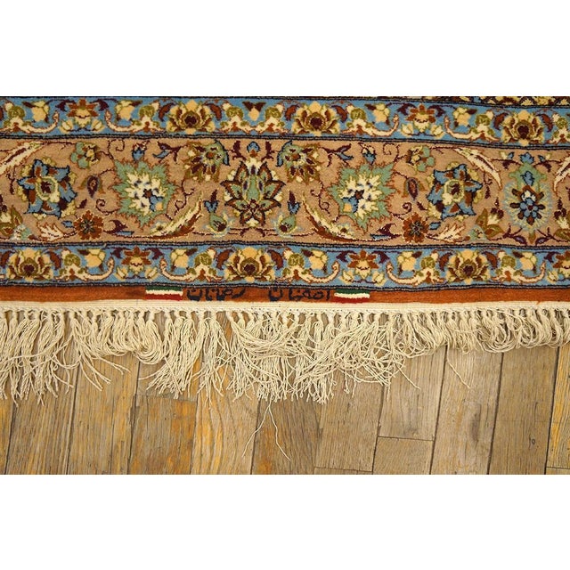 Ivory 1940s Ivory Medallion Antique Persian Isfahan Rug Silk Highlights 3'8" X 5'5" Knotted Pile Carpet For Sale - Image 8 of 18