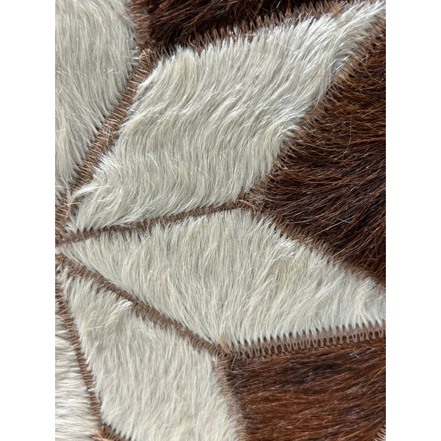 Animal Skin Vintage Patchwork Cowhide Trivet or Placemat, Southwest Western Star Motif Table Accent, Round For Sale - Image 7 of 8