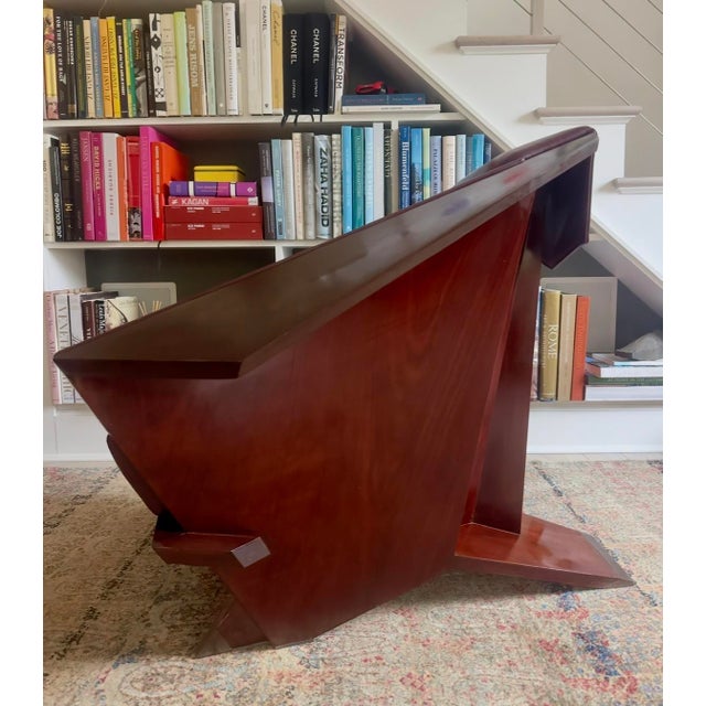 Burgundy 1980s Mid-Century Modern First Edition Frank Lloyd Wright Taliesin Chairs by Cassina, Numbered and Signed For Sale - Image 8 of 14