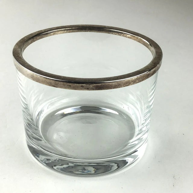 1990s Silverplated Rimmed Glass Trinket Dish or Salt Cellar For Sale - Image 5 of 8