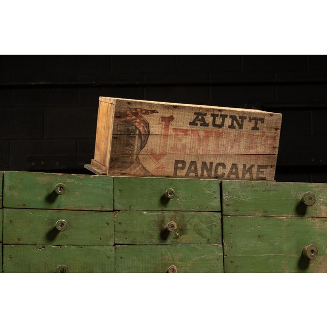 Mid 20th Century Industrial Green Salvaged Wood Multi-Drawer Cabinet For Sale - Image 4 of 7