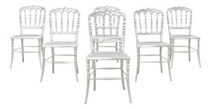 Set of Six Italian Silvered Iron Chiavari Dining Chairs