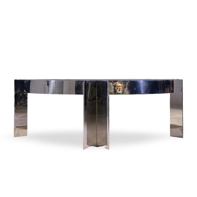 Mid 20th Century Leon Rosen for Pace Collection Mezzaluna Mid Century Chrome and Stone Desk For Sale - Image 5 of 9