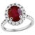 3 Carat Oval Treated Ruby & 1.25 Ct Diamond Ring 14 Karat White Gold Size 6 For Sale - Image 4 of 8