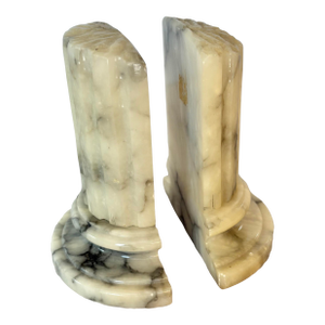 Mid 20th Century Italian Alabaster Column Bookends - A Pair