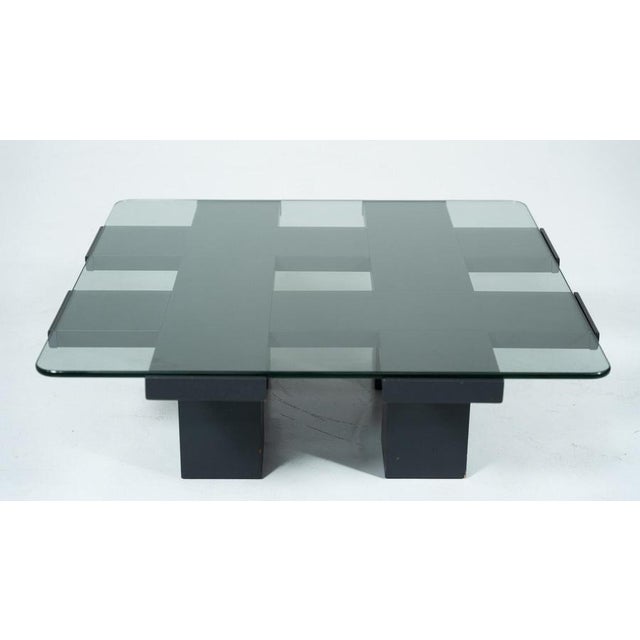 Square Coffee Table in Wood and Glass, Italy, 1960s For Sale - Image 4 of 10