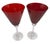 Vintage Elegant Ruby Red Fluted Wine Goblets With Crystal Clear Stems - A Pair For Sale - Image 10 of 12