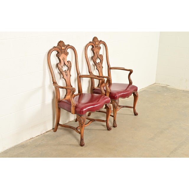 Berkey & Gay Berkey & Gay Antique Georgian Burled Walnut Armchairs, Pair For Sale - Image 4 of 15