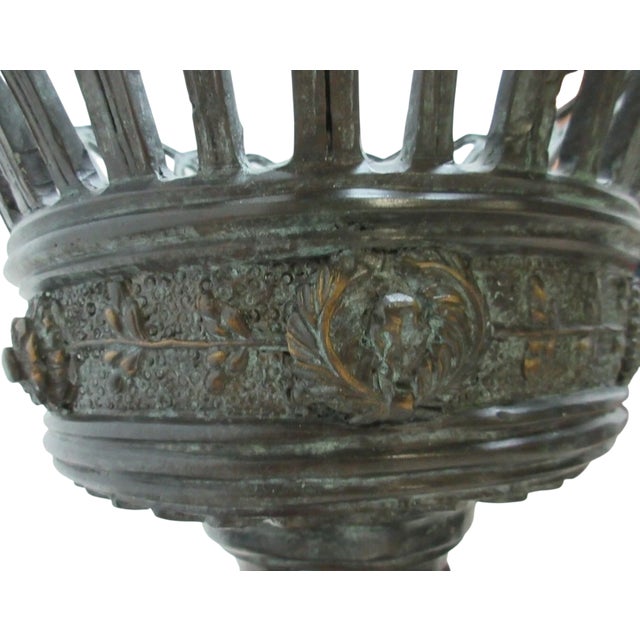 Vintage Bronze Frolicking Boys Statue Italian Regency French Urn Planter For Sale - Image 12 of 12