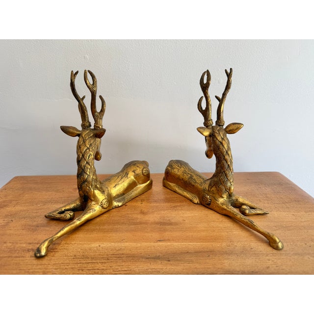 1980s Brass Reindeer Pair For Sale - Image 6 of 7