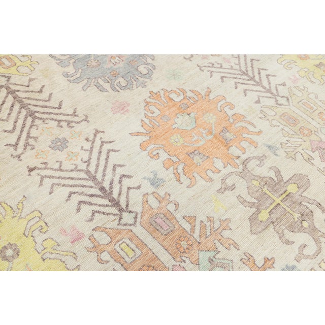 Pastel Modern Oushak Style Hand-Knotted Wool Area Rug 10x13 For Sale In New York - Image 6 of 11