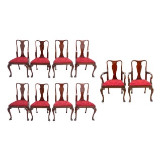 George II Style Mahogany Dining Chairs, 12 For Sale