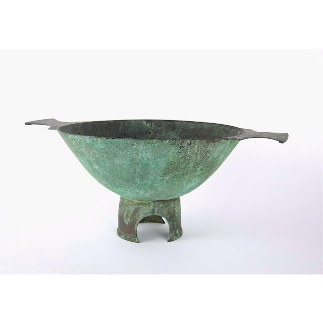 Marie Zimmermann Large Quaich Form Bowl With Encrusted Green Verdigris Patina For Sale - Image 10 of 10