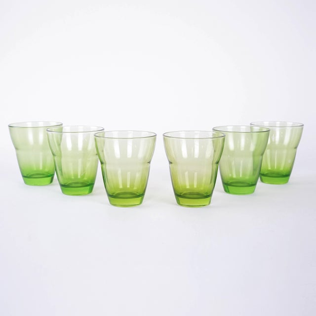 Vintage Italian Green Glasses, 1980s, Set of 6 For Sale - Image 6 of 8