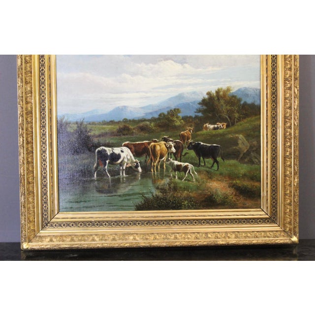 Giovanni Melone, Cows Grazing, 19th Century, Oil Painting on Canvas, Framed For Sale - Image 3 of 16