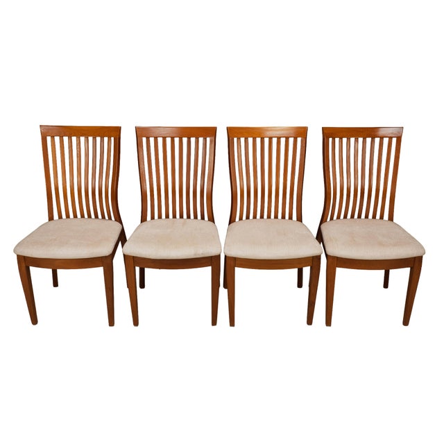 Mid-Century Modern Set of 4 Benny Linden Solid Teak Slat Back Dining Chairs Mid Century Modern Scandinavian For Sale - Image 3 of 17