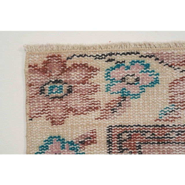1970s 1970s Vintage Turkish Handmade Wool Cotton Pink Area Rug For Sale - Image 5 of 12
