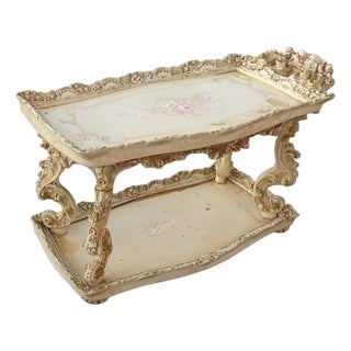 Vintage Italian Rococo Two Tier Coffee Table Side Table on Castors Asis For Sale