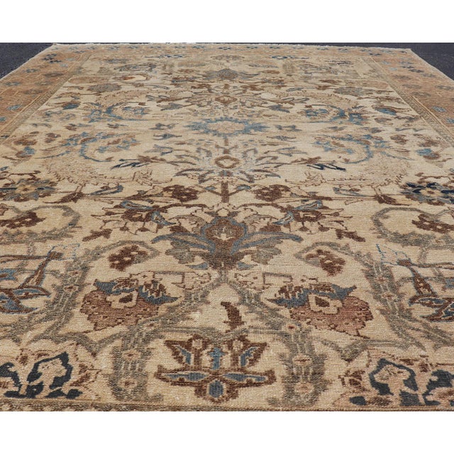 Ivory Antique Persian Bakhtiari Rug With Ivory Field and Figural Garden Design For Sale - Image 8 of 15