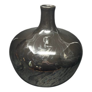Large Sculptural Mid Century Modern Black Marbled Royal Haeger Art Pottery Vase, 1970s For Sale