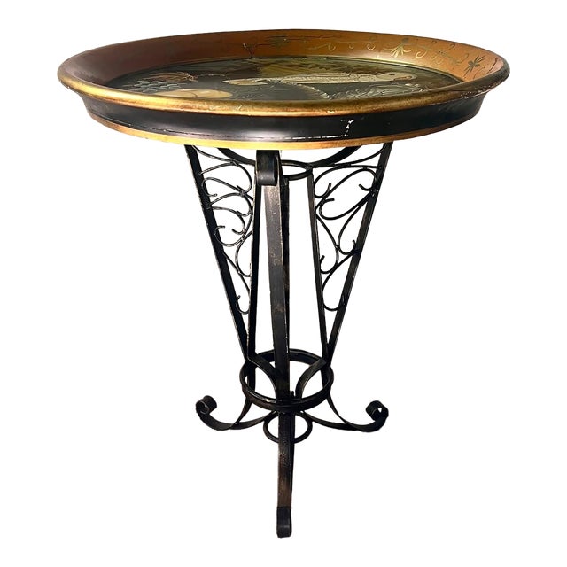 1990s Hand-Painted Parrot Side Table Attributed to Maitland-Smith For Sale