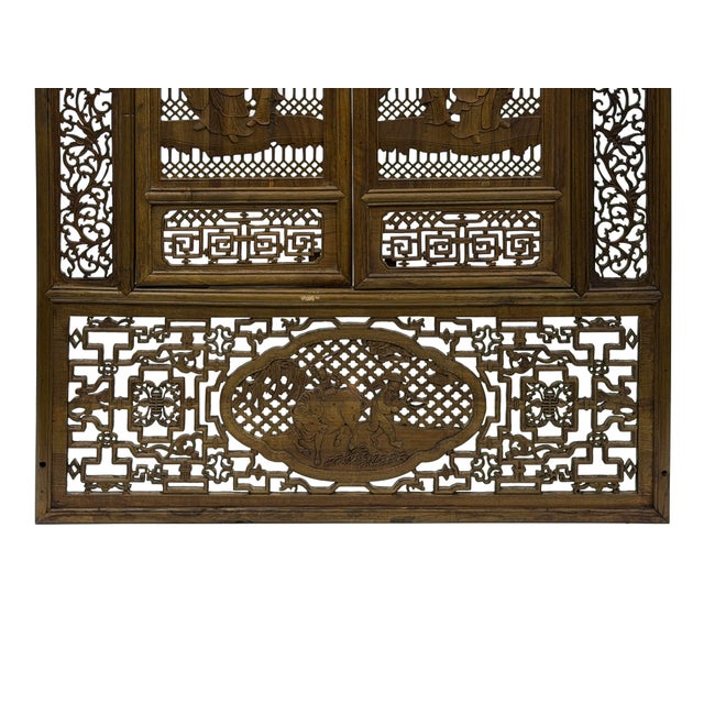 Chinese Scholars Student Motifs Wood Wall Panel Window Screen For Sale - Image 12 of 17
