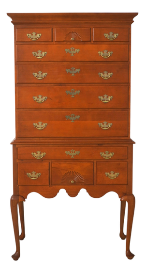 New England Queen Anne Style Cherry Finish Tall Highboy