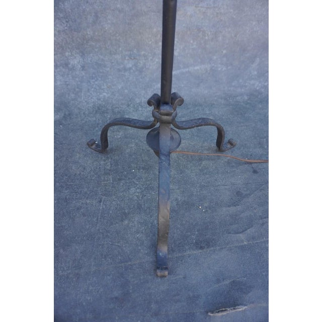 Monterey Furniture 1930s Monterey Wrought Iron Lantern Floor Lamp For Sale - Image 4 of 8