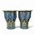 A vibrant and intricately constructed pair of vintage painted wood Moorish accent tables with star-shaped top over a...