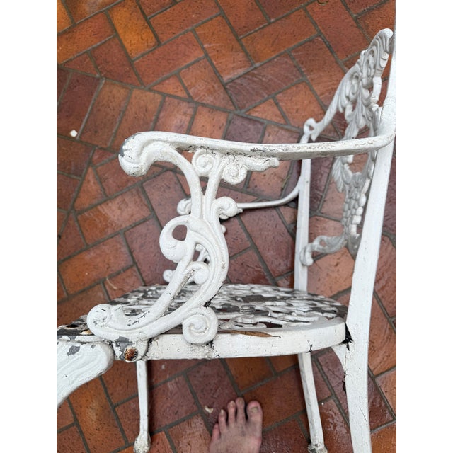 Set of 4 Vintage Hollywood Regency Molla Cast Aluminum Arm Chair For Sale - Image 9 of 12