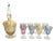 Decanter Canister with Colored Glasses, France, 1960s, Set of 9 For Sale