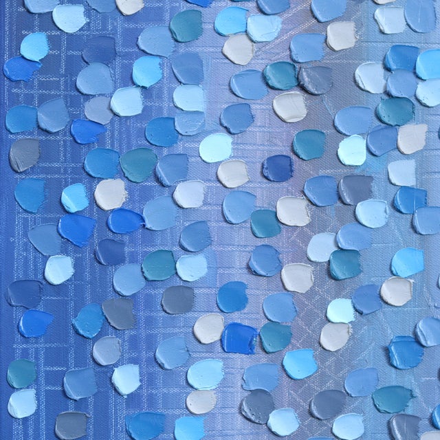Rainy Mood - Original Blue Tone Figurative Abstract Textured Impasto Oil Painting by Ekaterina Ermilkina For Sale In Los Angeles - Image 6 of 8