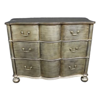 Ethan Allen Serpentine Three-Drawer Chest in Metallic Finish For Sale