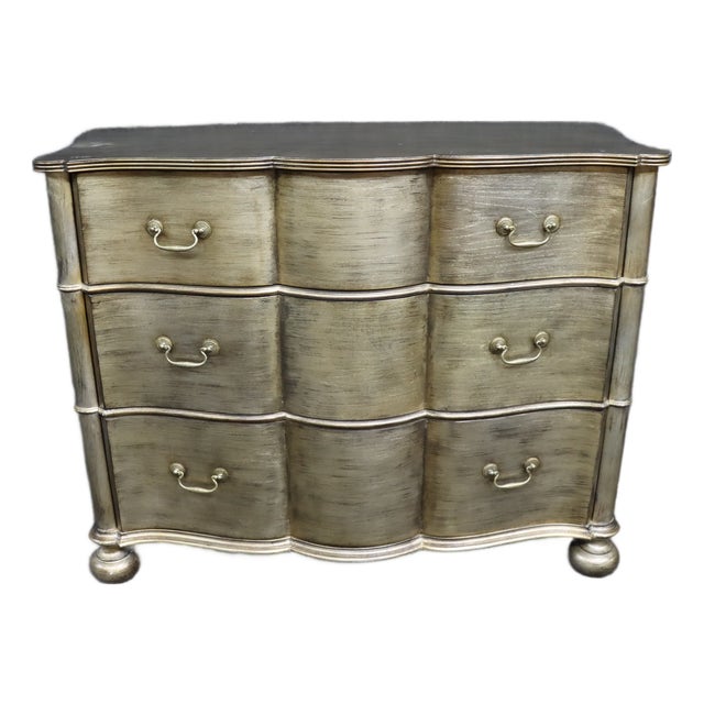 Ethan Allen Serpentine Three-Drawer Chest in Metallic Finish For Sale
