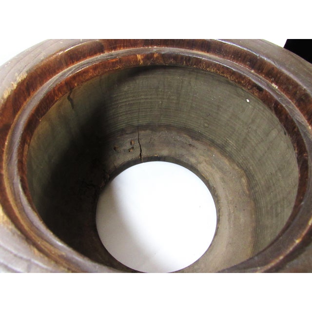 Wood Vintage Rustic Japanese Wooden Inlay Hibachi For Sale - Image 7 of 10